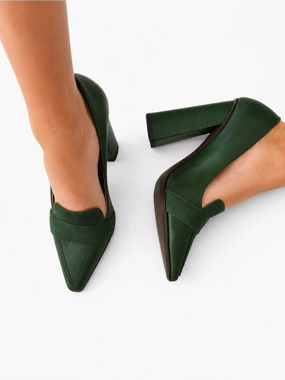 Tory Burch Dark Green Suede Pointed Loafers